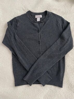 h&m fine knit cardigan dark grey melange